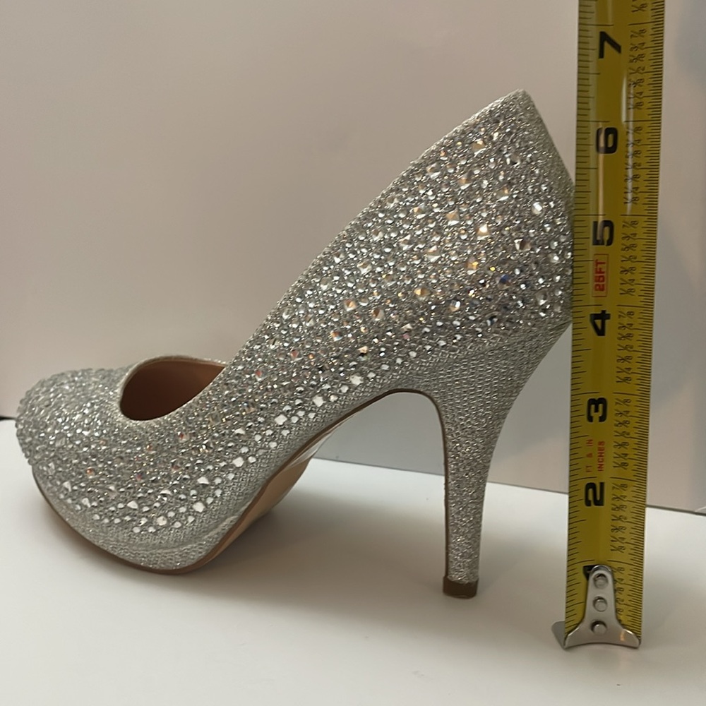 De Blossom Collection Rhinestone Crystal Heels Bridal Shoes size 8.5 - Picture 12 of 13